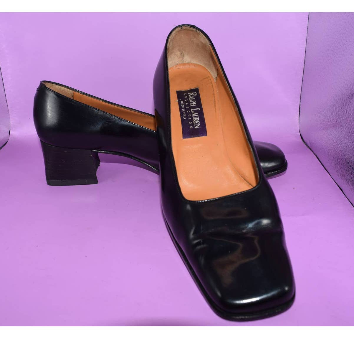 Ralph Lauren Collection Purple Label Chunky Patent Leather Heel - 8