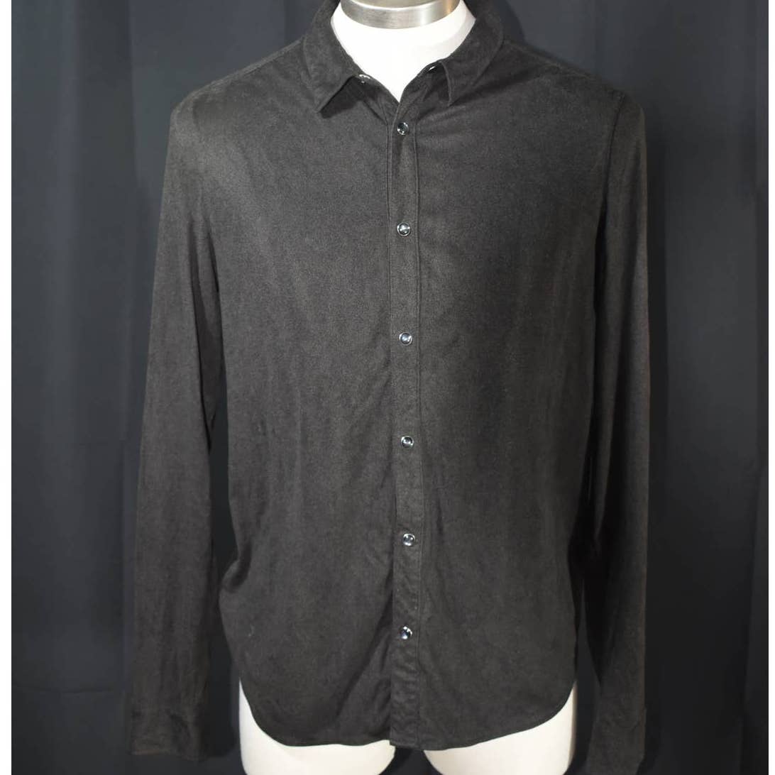 John Varvatos Clasp Button Up Dark Brown Ultra Suede Shirt- M
