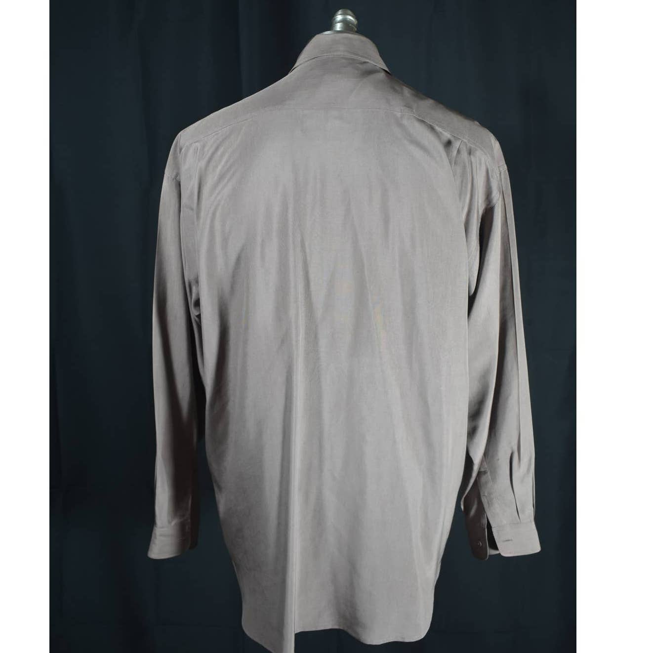 Vintage I Magnin Taupe Silk Button Up Shirt - L