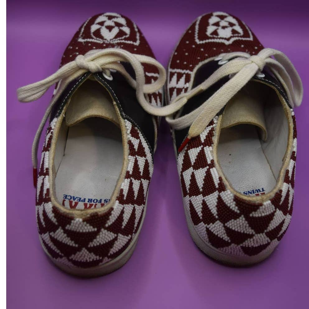 Twins for Peace Leather and Beaded Sneakers - 38 (7-7.5)