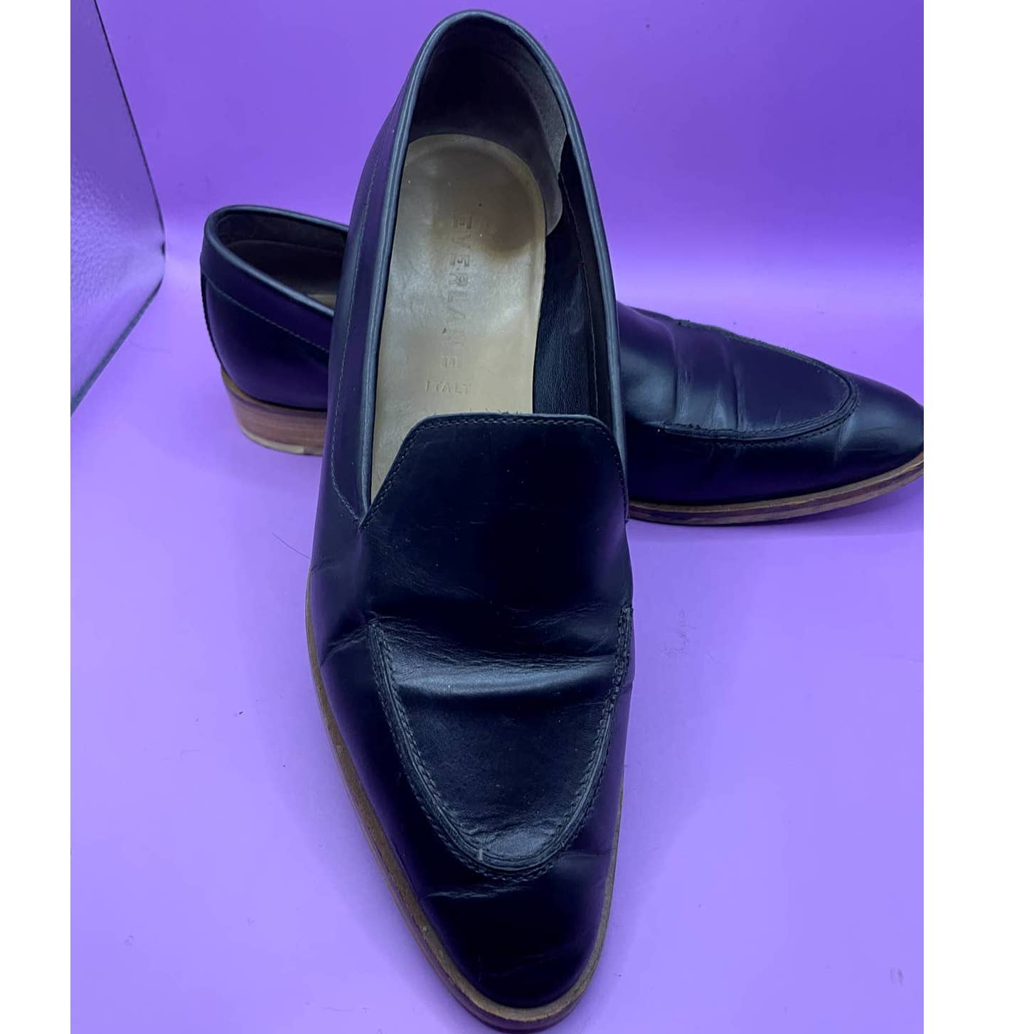 Everlane Black Leather Pointed Toe Loafers - 9.5