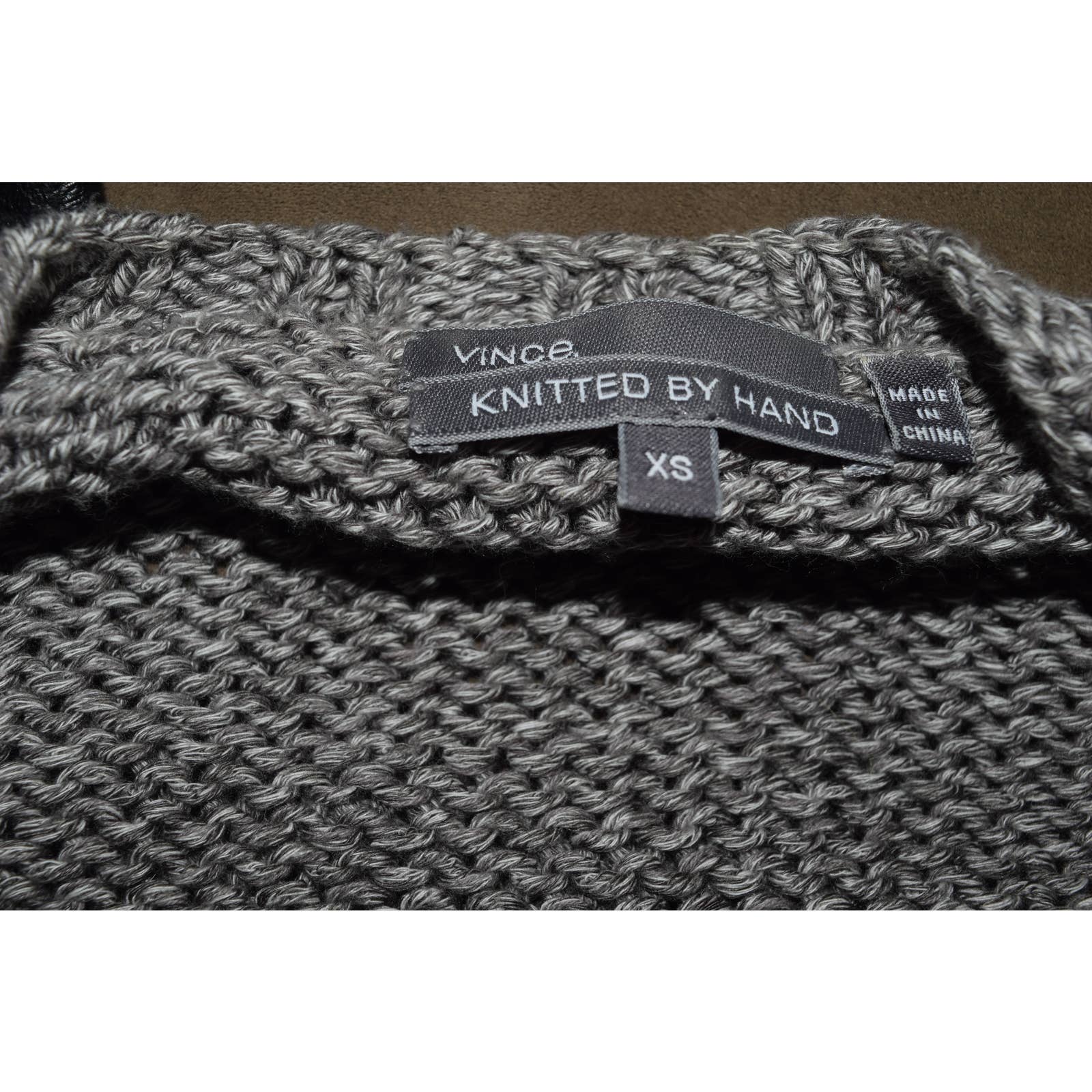 Vince Knitted by Hand Gray V-Neck Sweater -XS