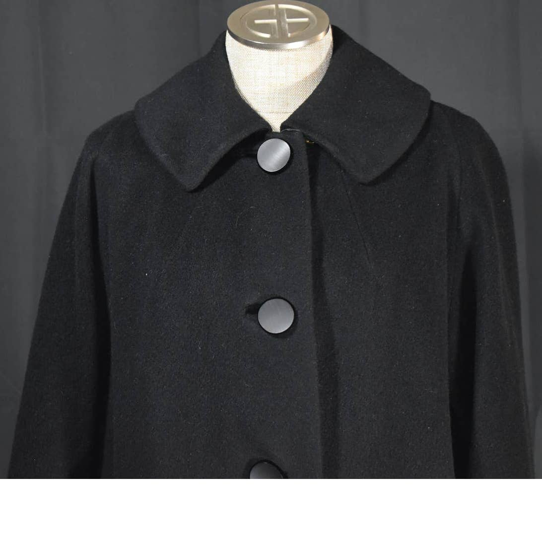 Vintage 1950's Capwell's 100% Cashmere Black Overcoat - L