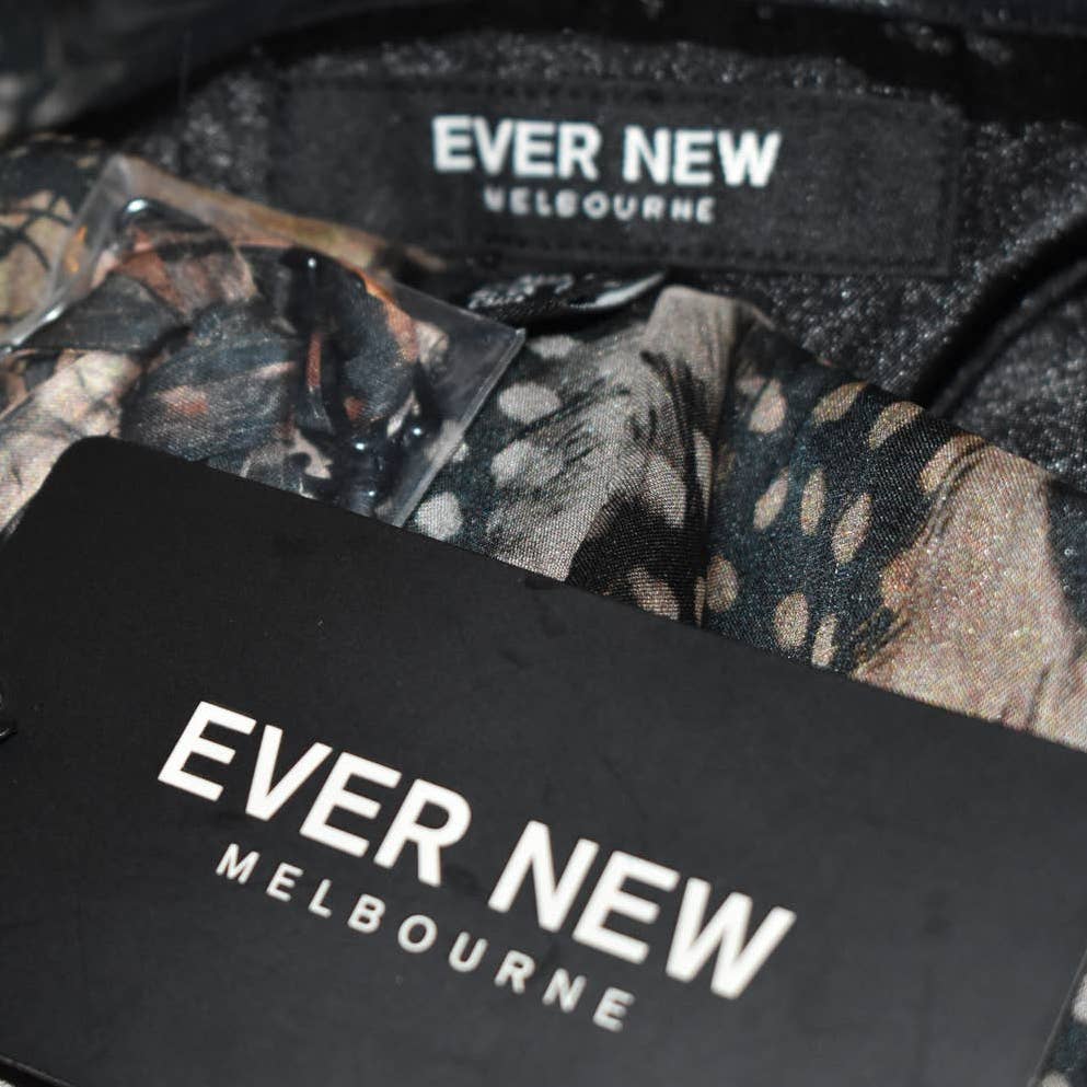 NWT Ever New Melbourne Animal Print Handkerchief Hem Strapless Dress- 6