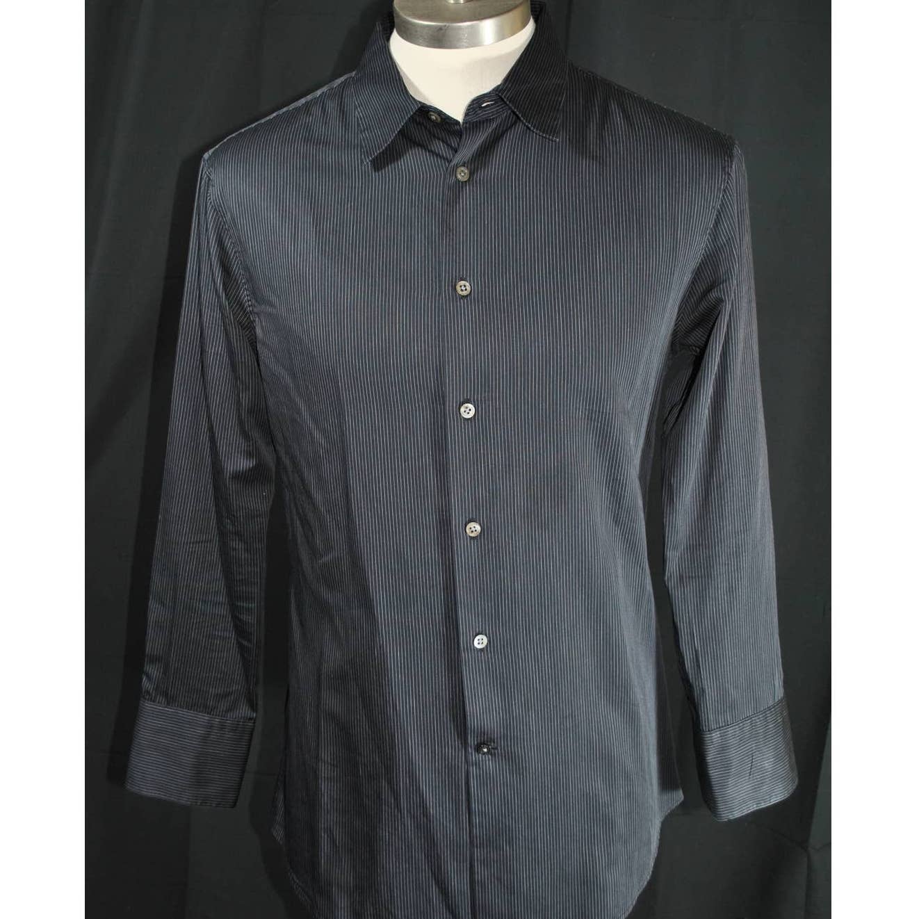 John Varvatos Black and White Pinstripe Button Up Shirt- L