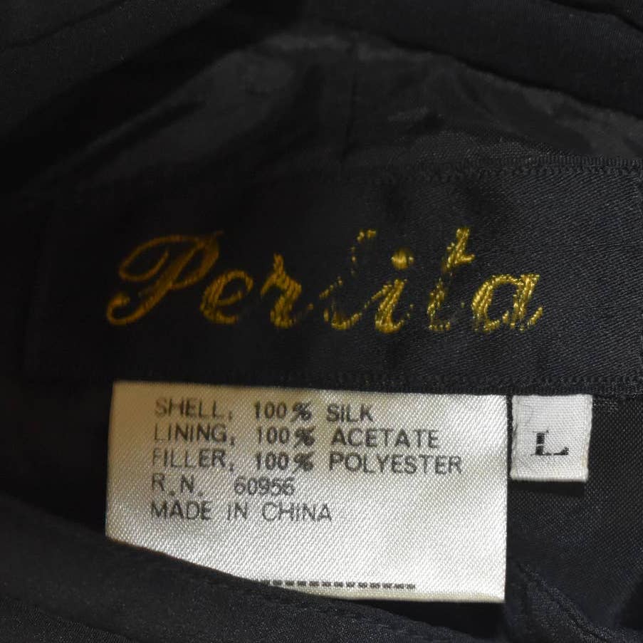 Vintage Perlita Quilted Silk Bomber Jacket- L