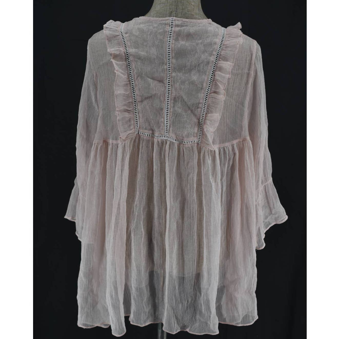Pink Sheer Lacey Tunic- M