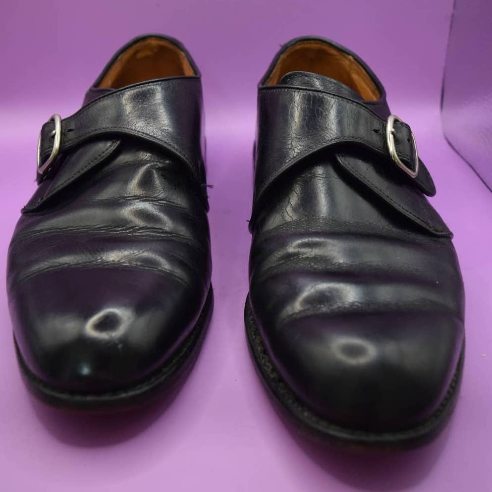 Allen Edmonds Black Monk Strap Round Toe Shoes - 9 D