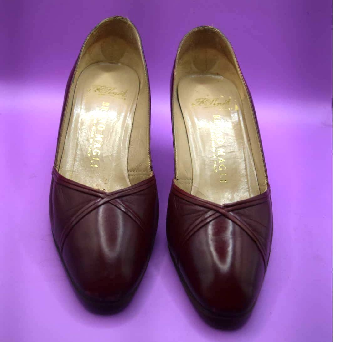 Vintage Bruno Magli for F.Pinet Paris Deep Red Heel Shoes - 37.5 / 7