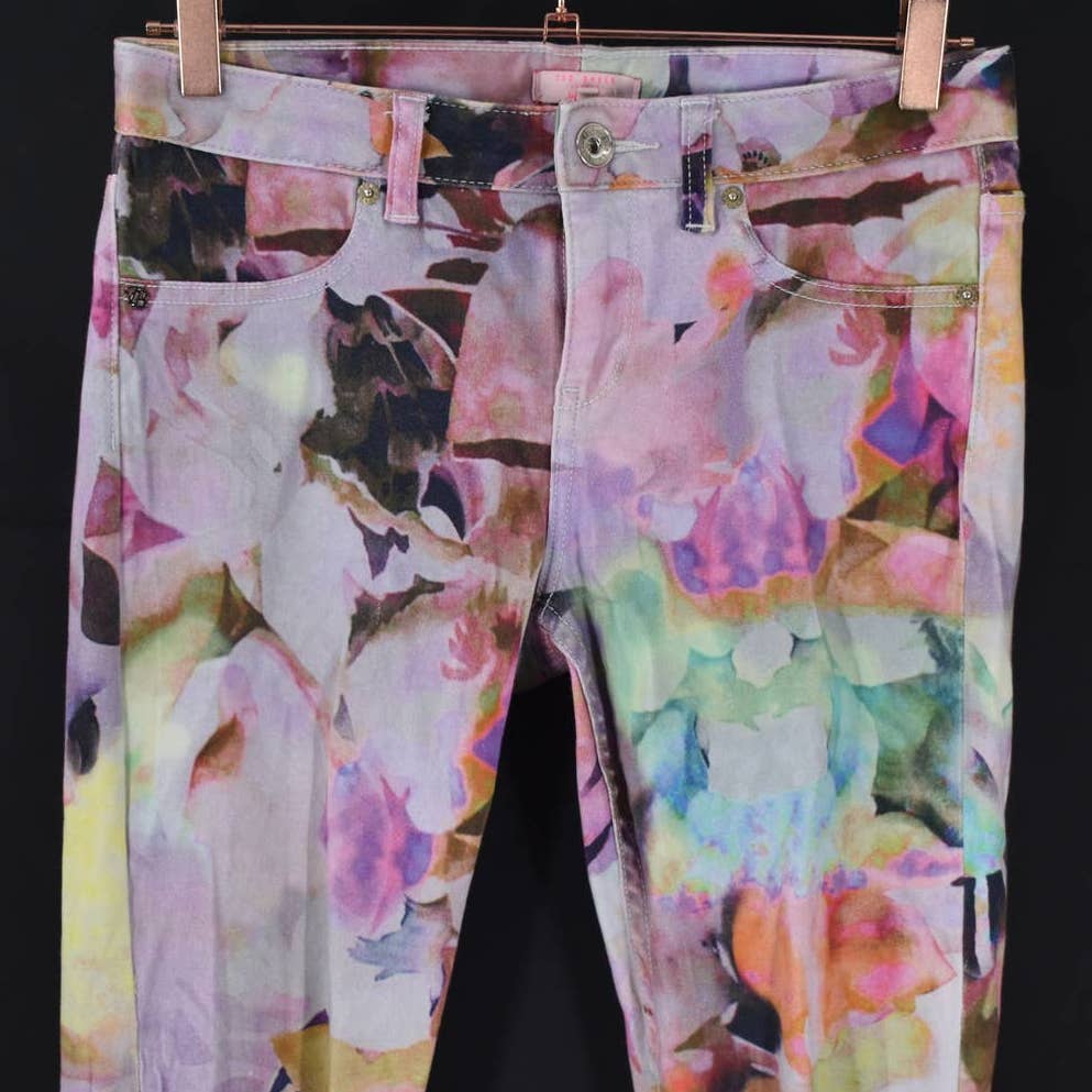 Ted Baker Distorted Floral Print Skinny Jeans- 26