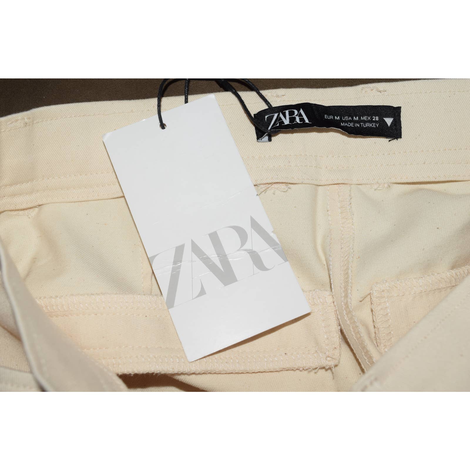 NWT Zara White Flare Leg Cotton Pants - M