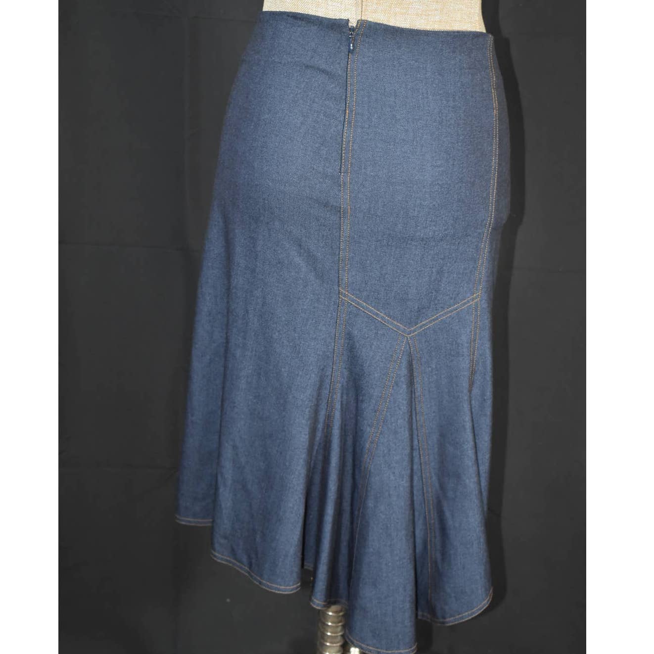 Diane vonFurstenberg Faux Denim Midi Skirt- 4
