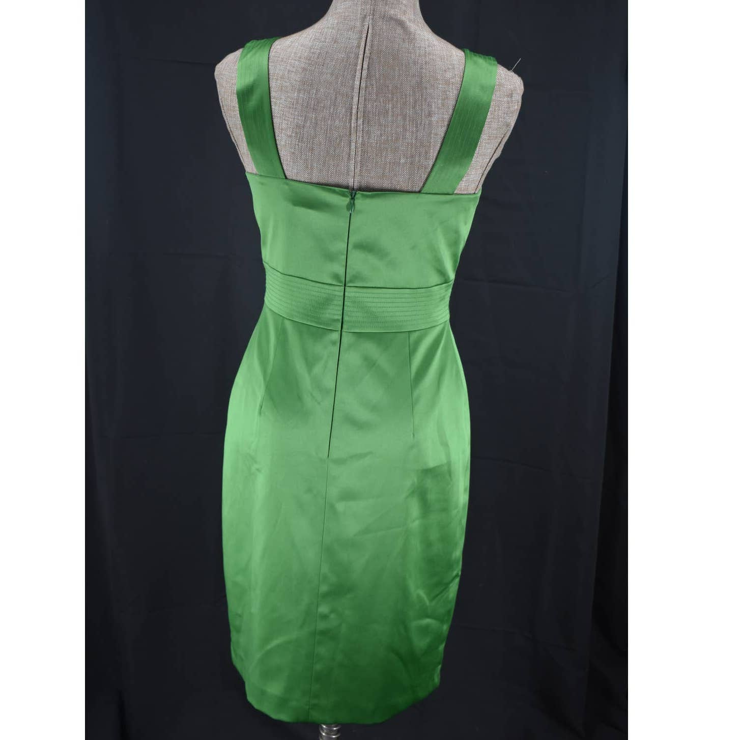 David Meister Green Satin A-Line Dress - 4