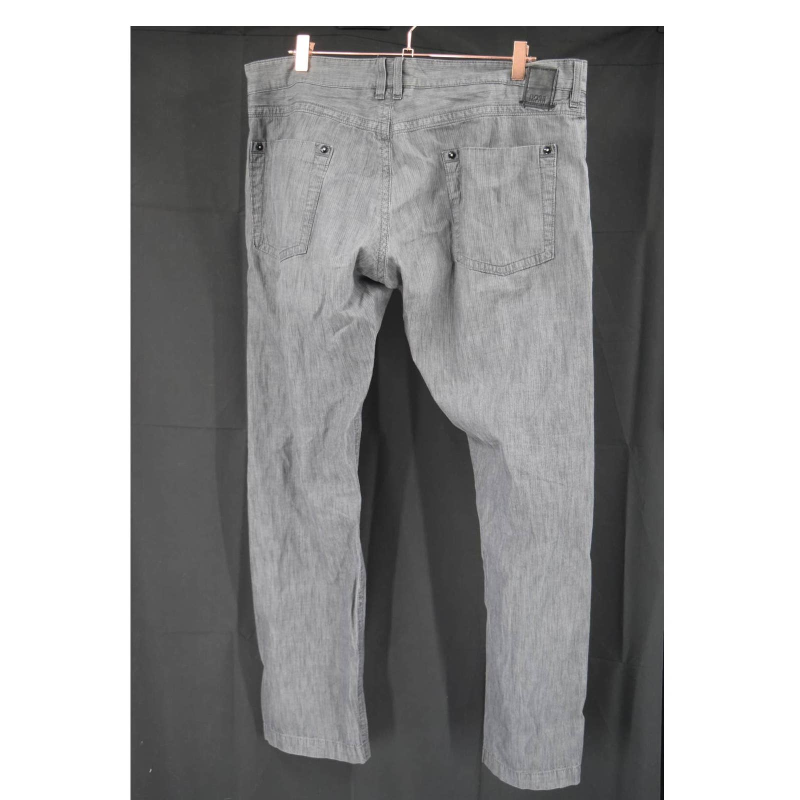 Hugo Boss Monochromatic Gray Striped Jean Cut Pants - 40