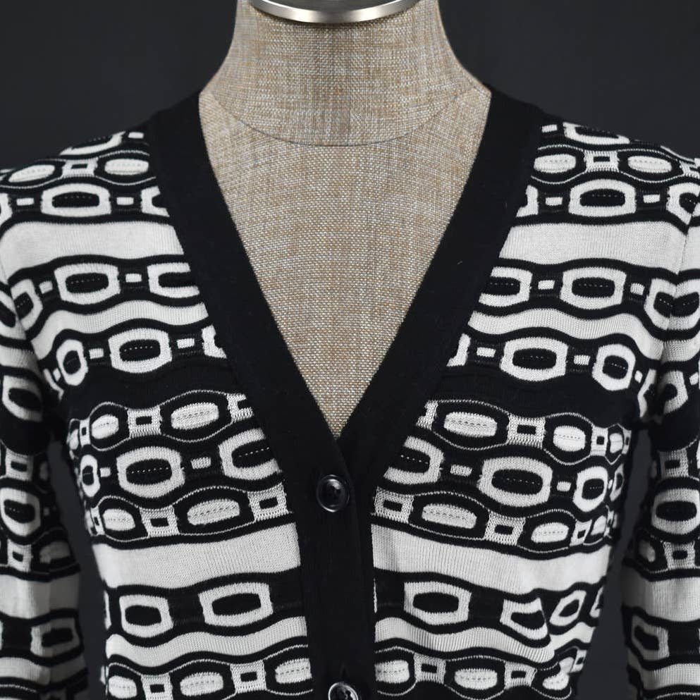 Missoni Black White Geometric Cardigan Sweater - 2
