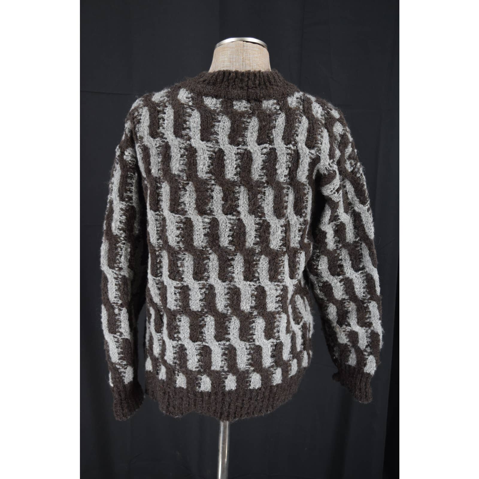 Araro Uomo Brown Gray Chunky Wool Sweater - Medium