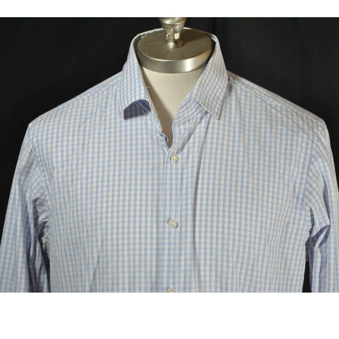 BOSS Hugo Boss White Blue Pink Check Button Up Shirt - 16.5 34/35