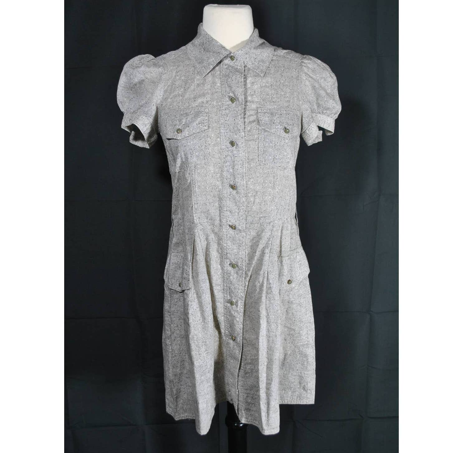Marc by Marc Jacobs Heather Grey Button Up Cap Sleeve Dress - 2