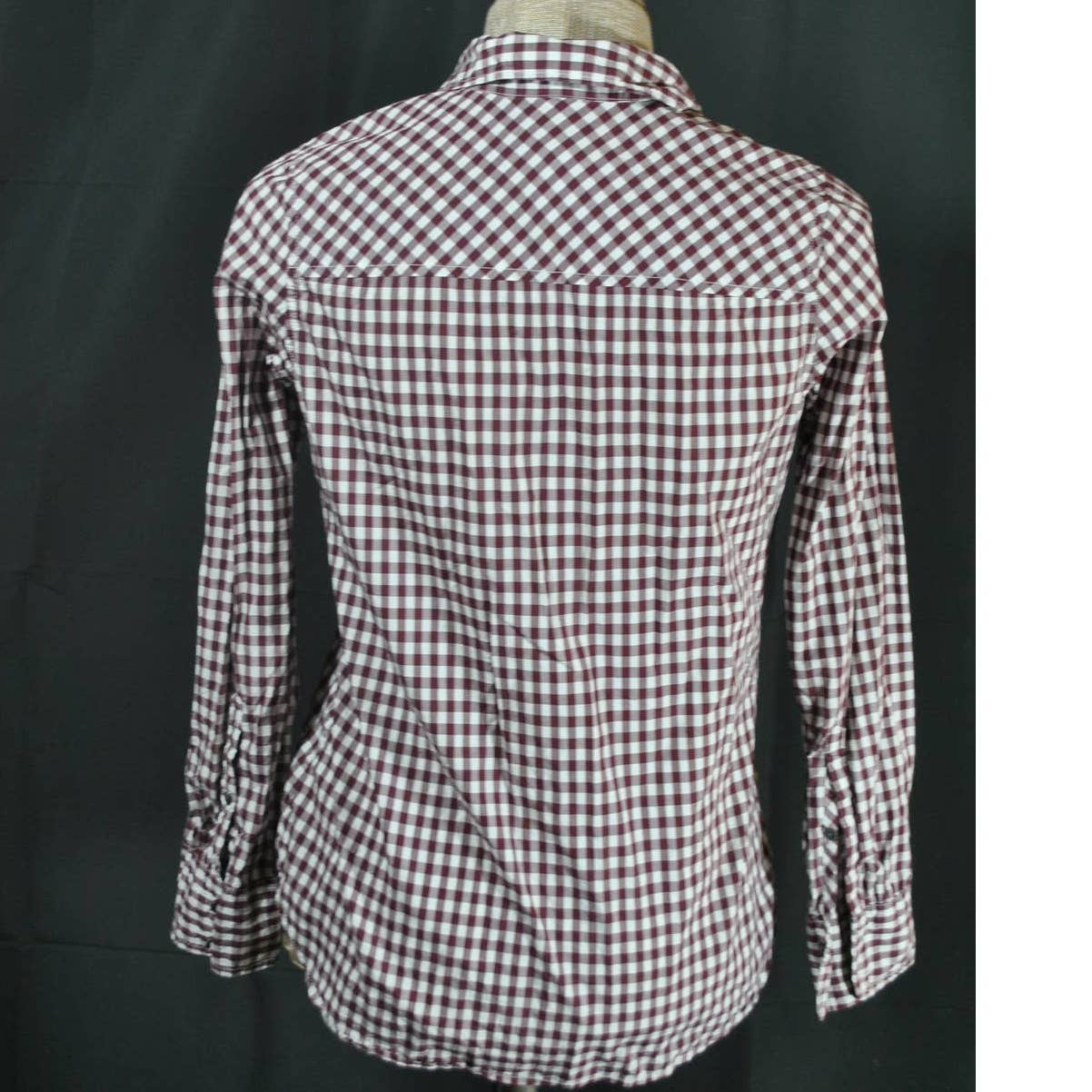 J.Crew Brown White Gingham Button Up Top - 2