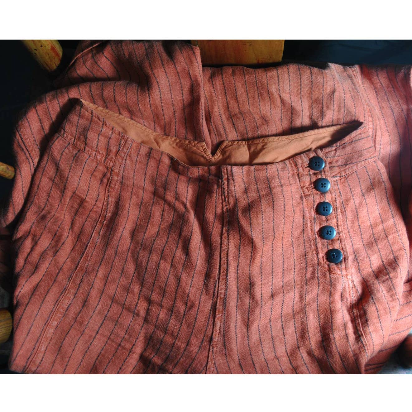 Free People 100% linen Rust Striped Pants- 8