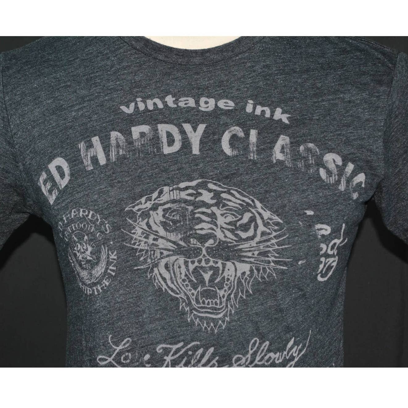 Vintage Ed Hardy "Vintage Ink" Gray Graphic T Shirt- M