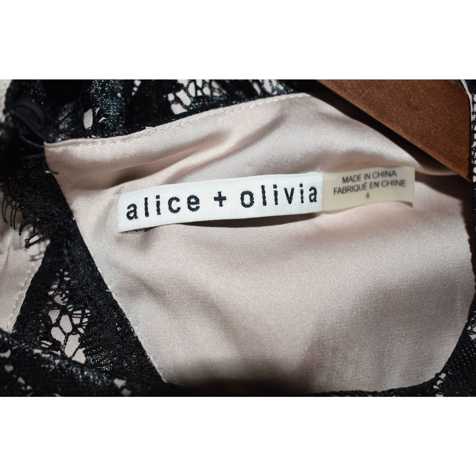 Alice + Olivia Black Tan Lace Overlay A -Line Romper - 4
