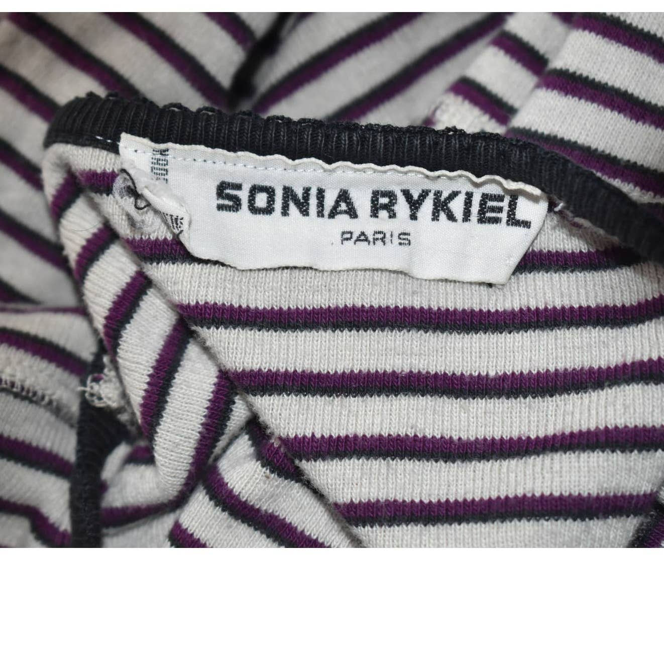 VIntage Sonia Rykiel Black White and Red Striped Long Sleeve Top - M