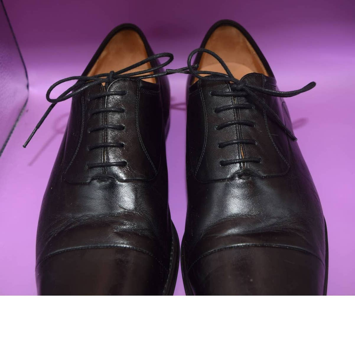 Magnanni Black Leather Cap Toe Shoes - 10.5 D