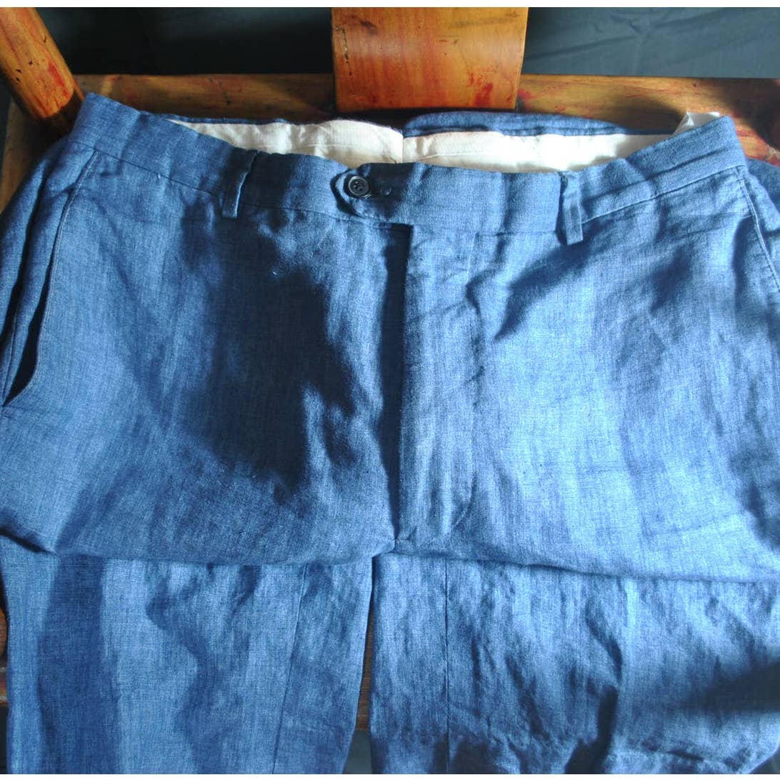 Vintage F.W Ormezzano Italy for John W. Nordstrom Blue Linen Pants- 34R