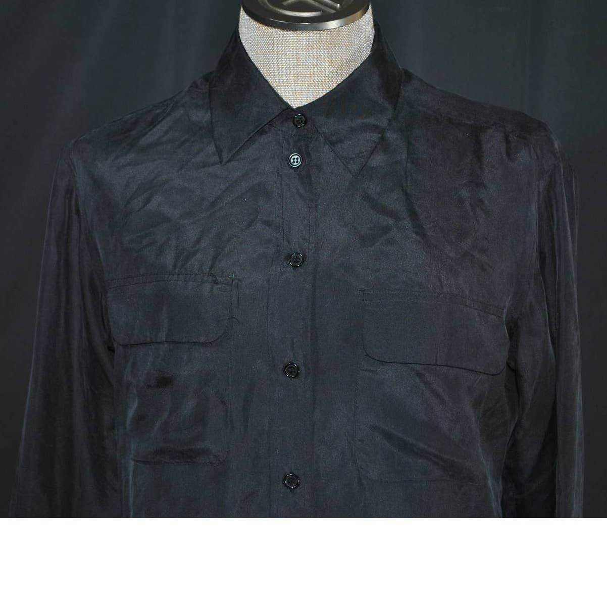 Vintage Barneys New York Black Washed Silk Button Up Top - XS
