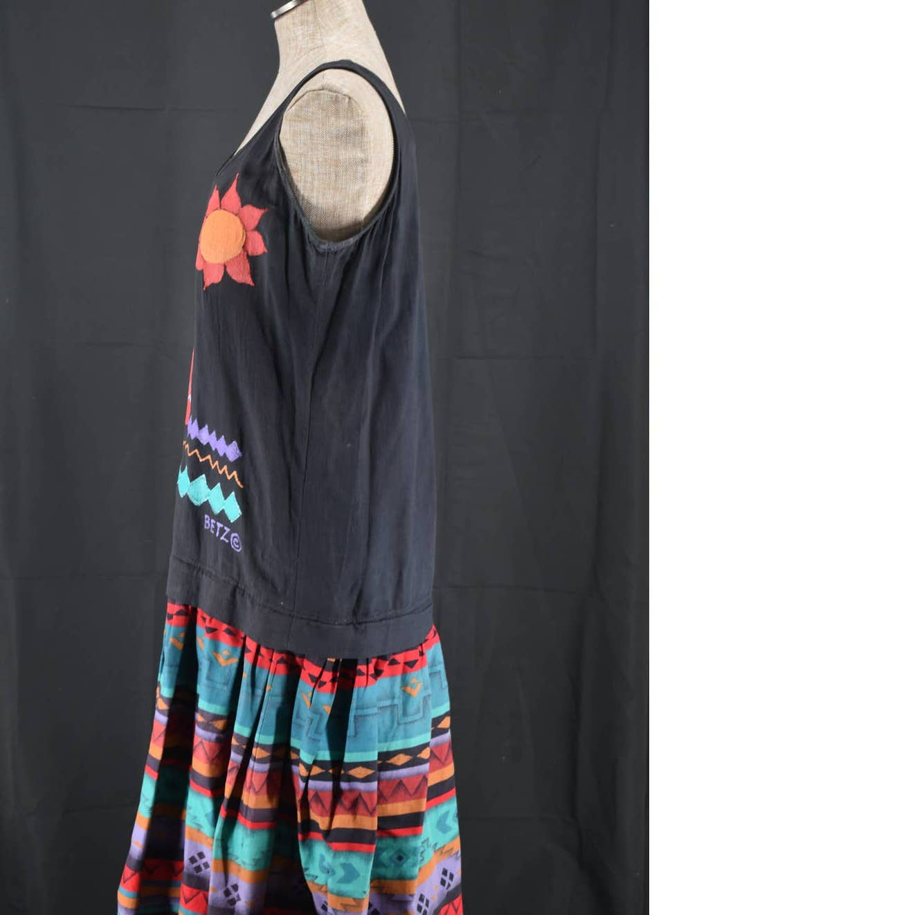 Vintage California Woman Hand Painted Dress Betz - M