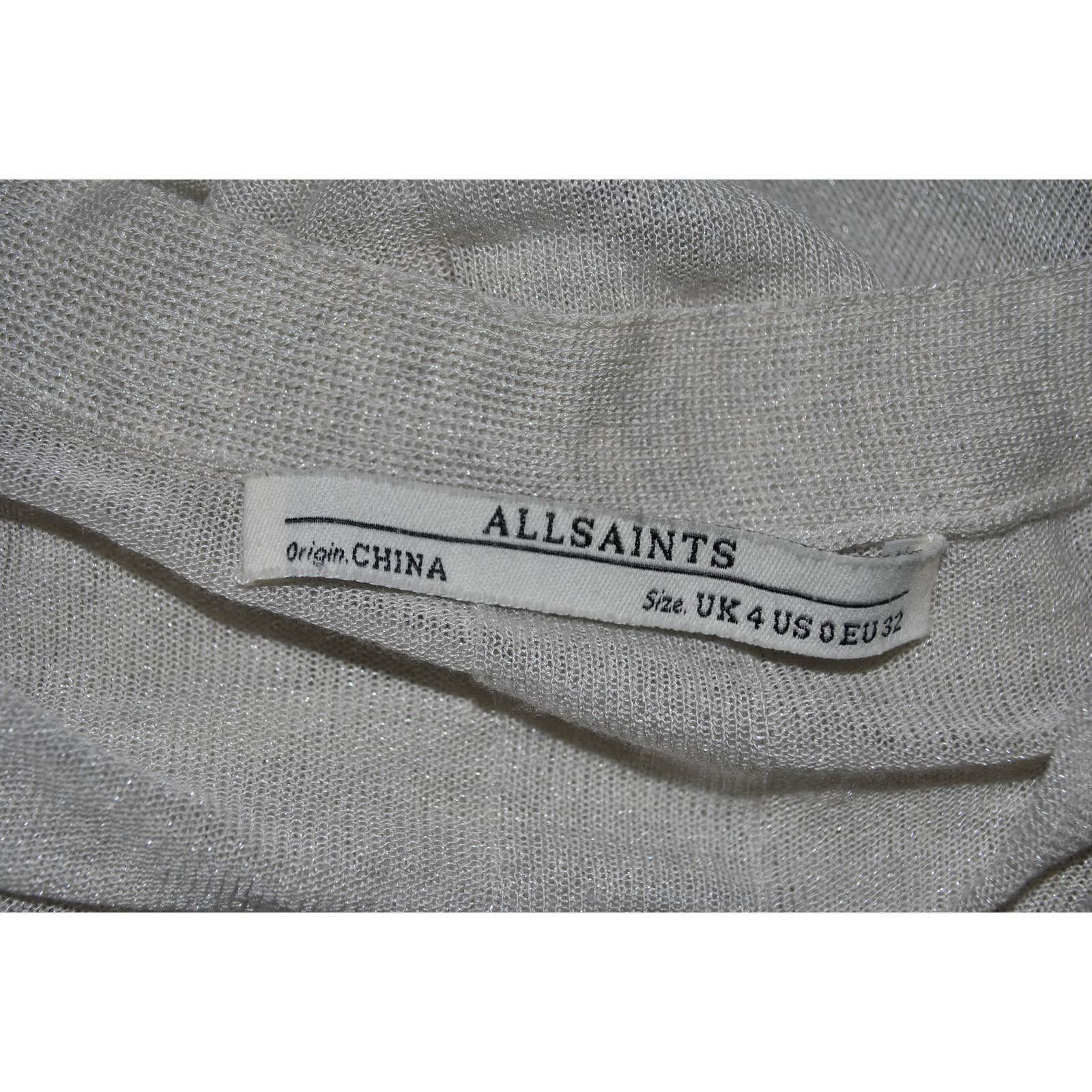 AllSaints Ivory Faux Wrap Knit Top - 0