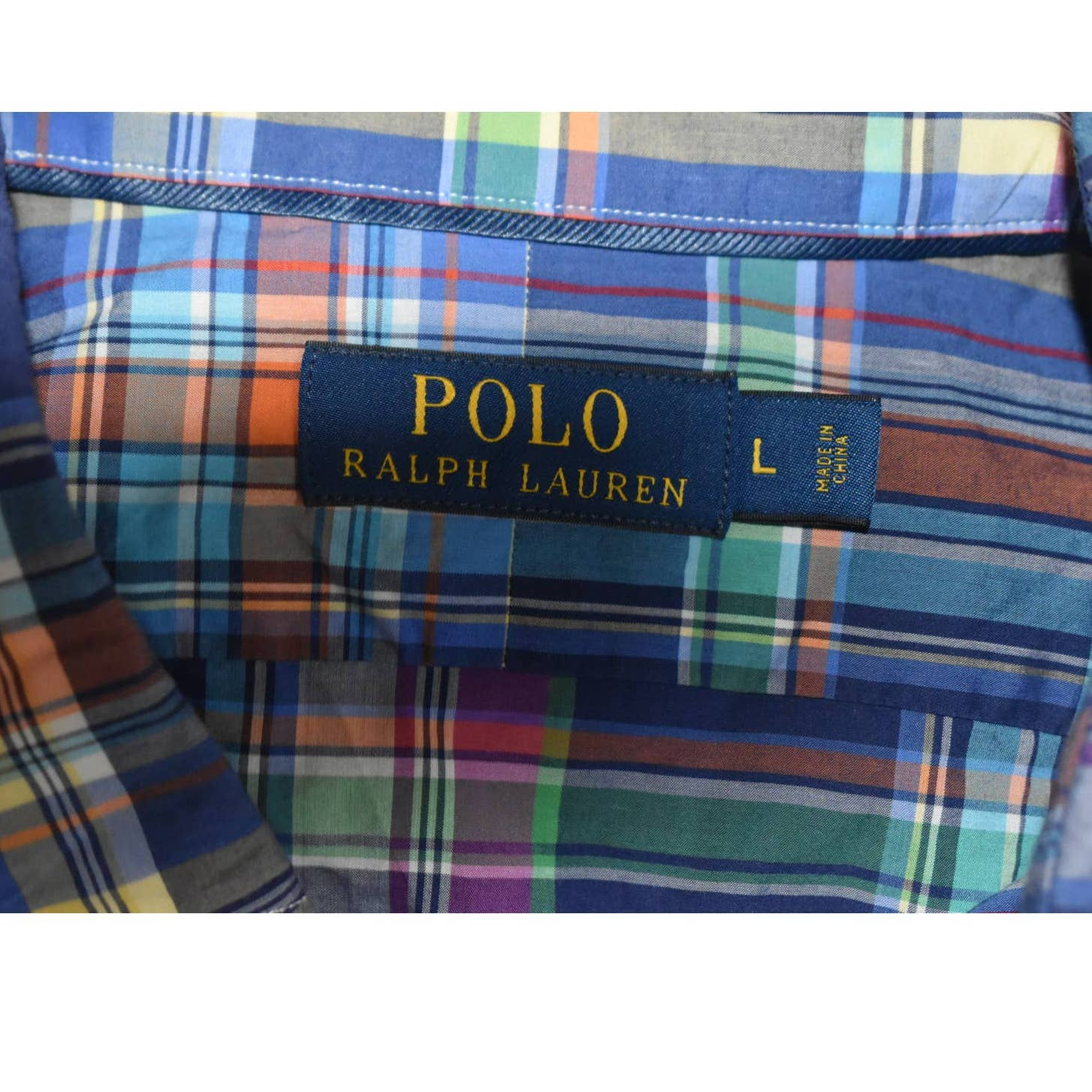 Polo Ralph Lauren Blue Pink Plaid Button Up Shirt - L