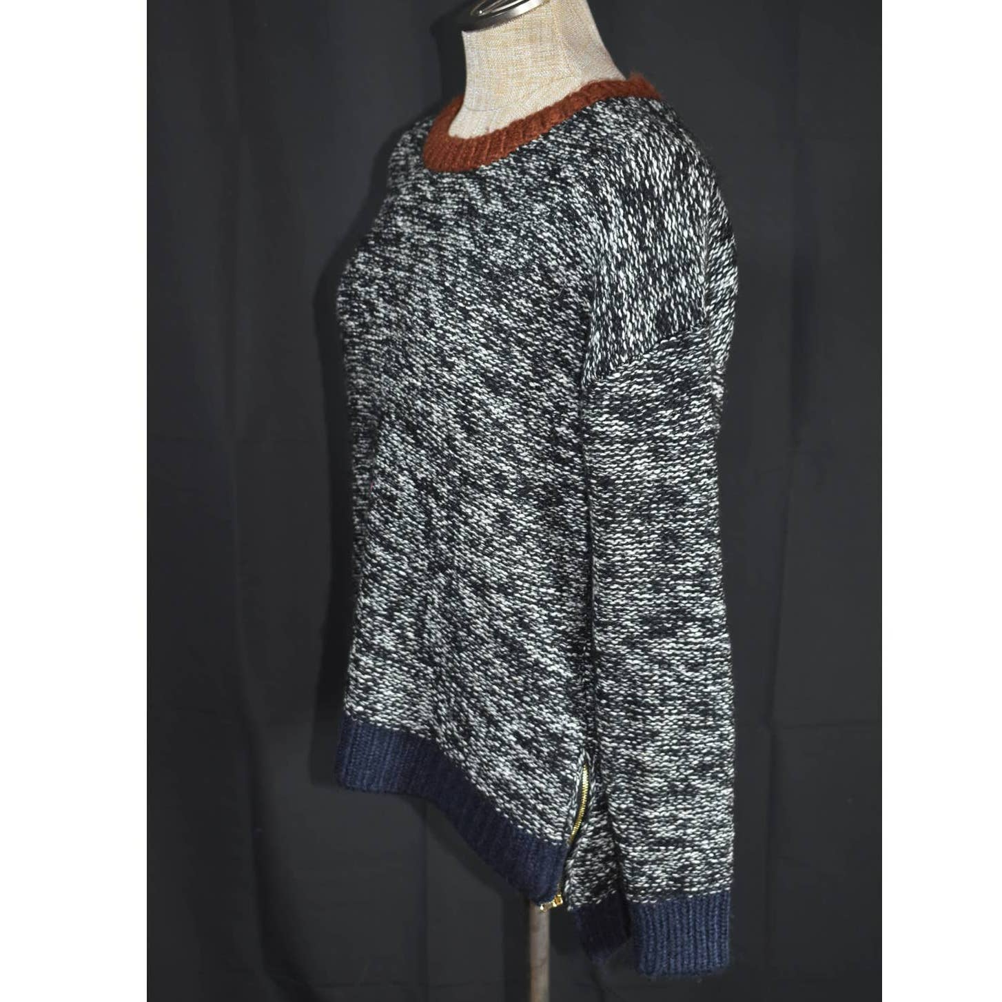 Trina Turk Black and White Knit Crewneck Sweater - S
