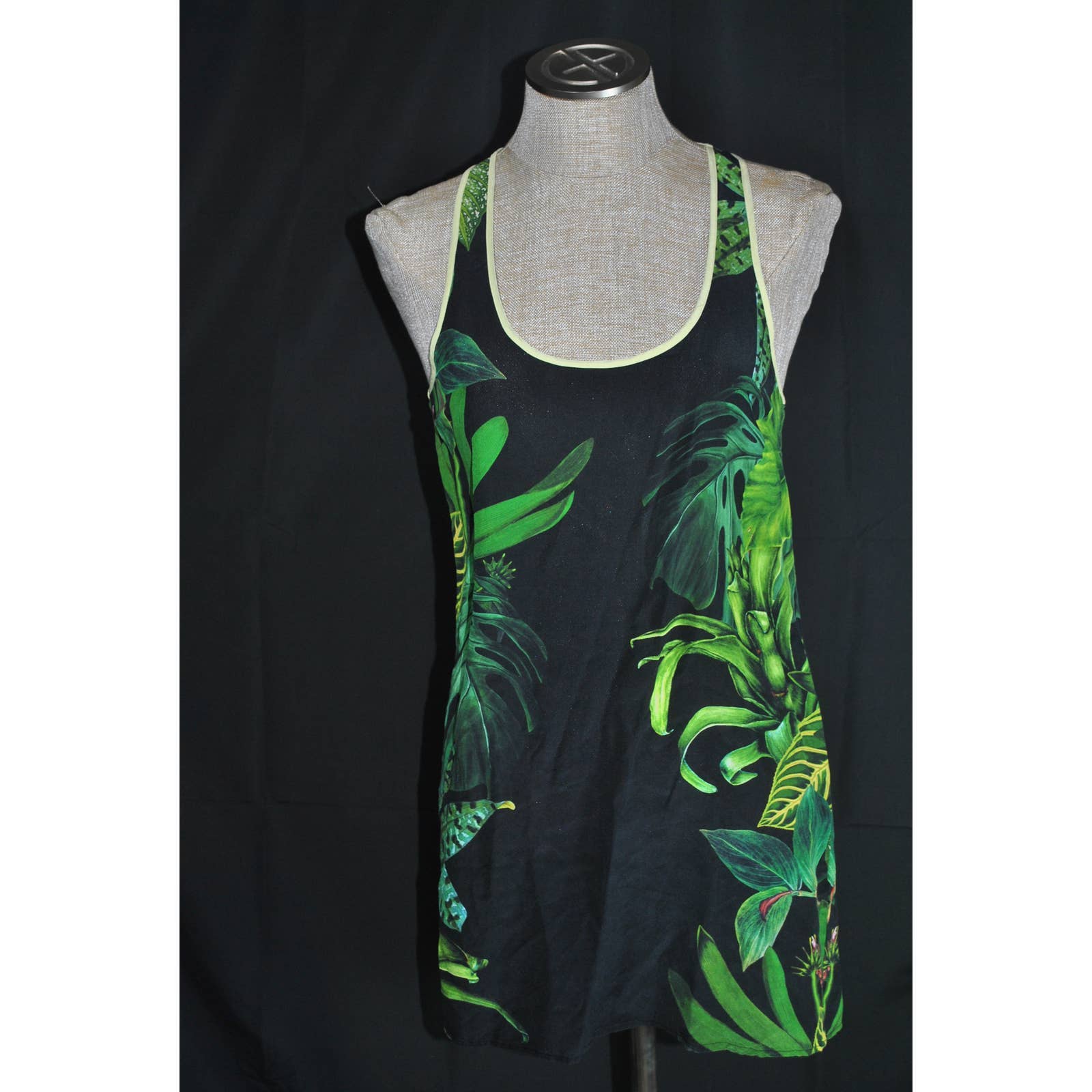 Seafolly Black and Green Floral Sheer Tunic Top  Cover Up - S