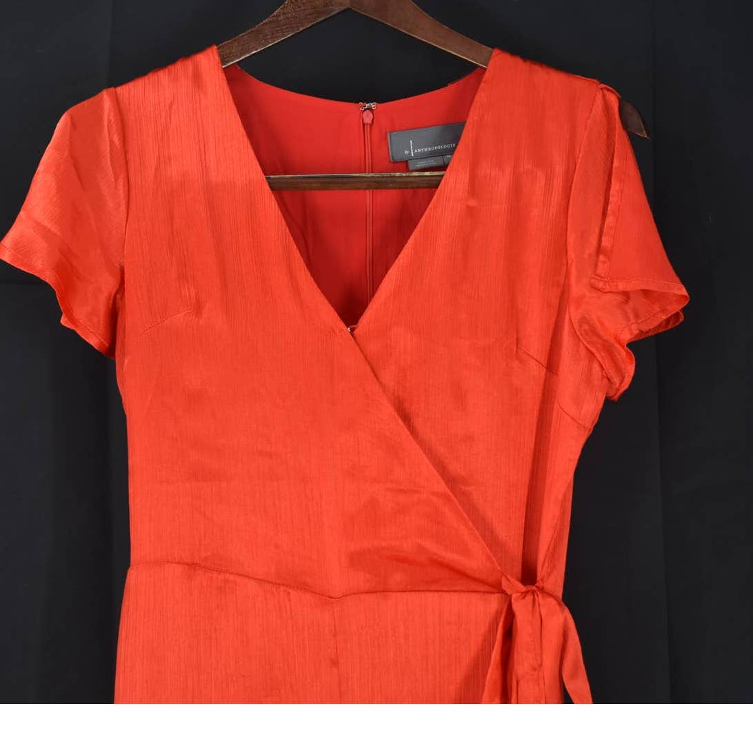 NWT Anthropologie Red Wrap Tie Waist Short Sleeve Romper Coverall - XS