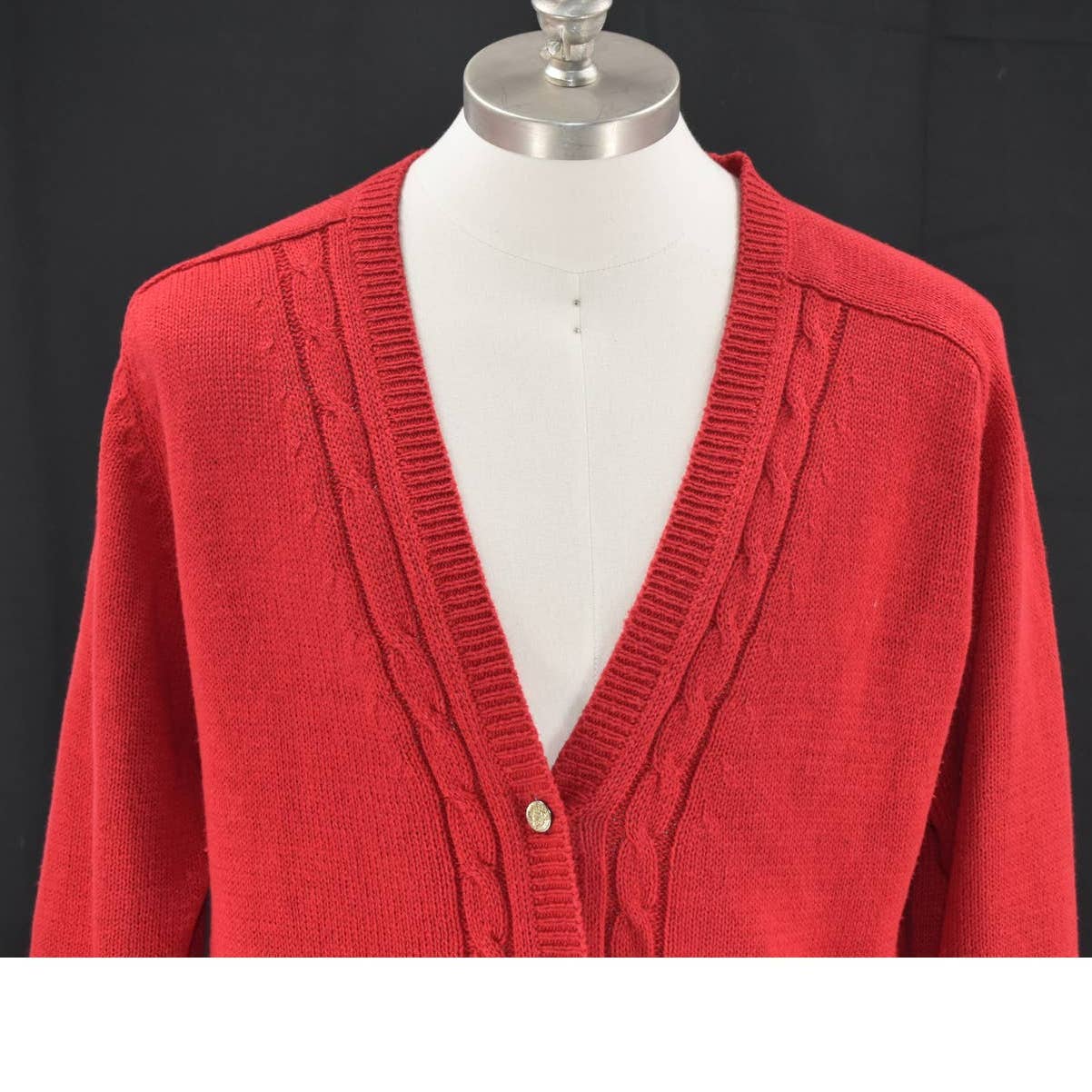 Vintage Pierre Cardin Red Knit Cardigan Sweater - M