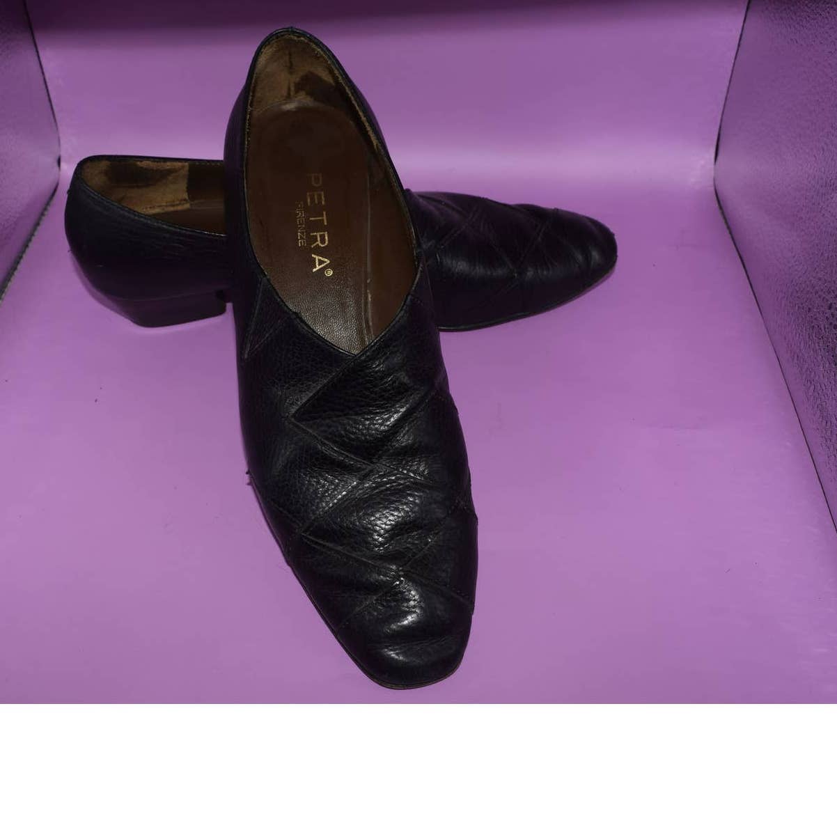 Petra Firenze Black Leather Low Heel - 9 M
