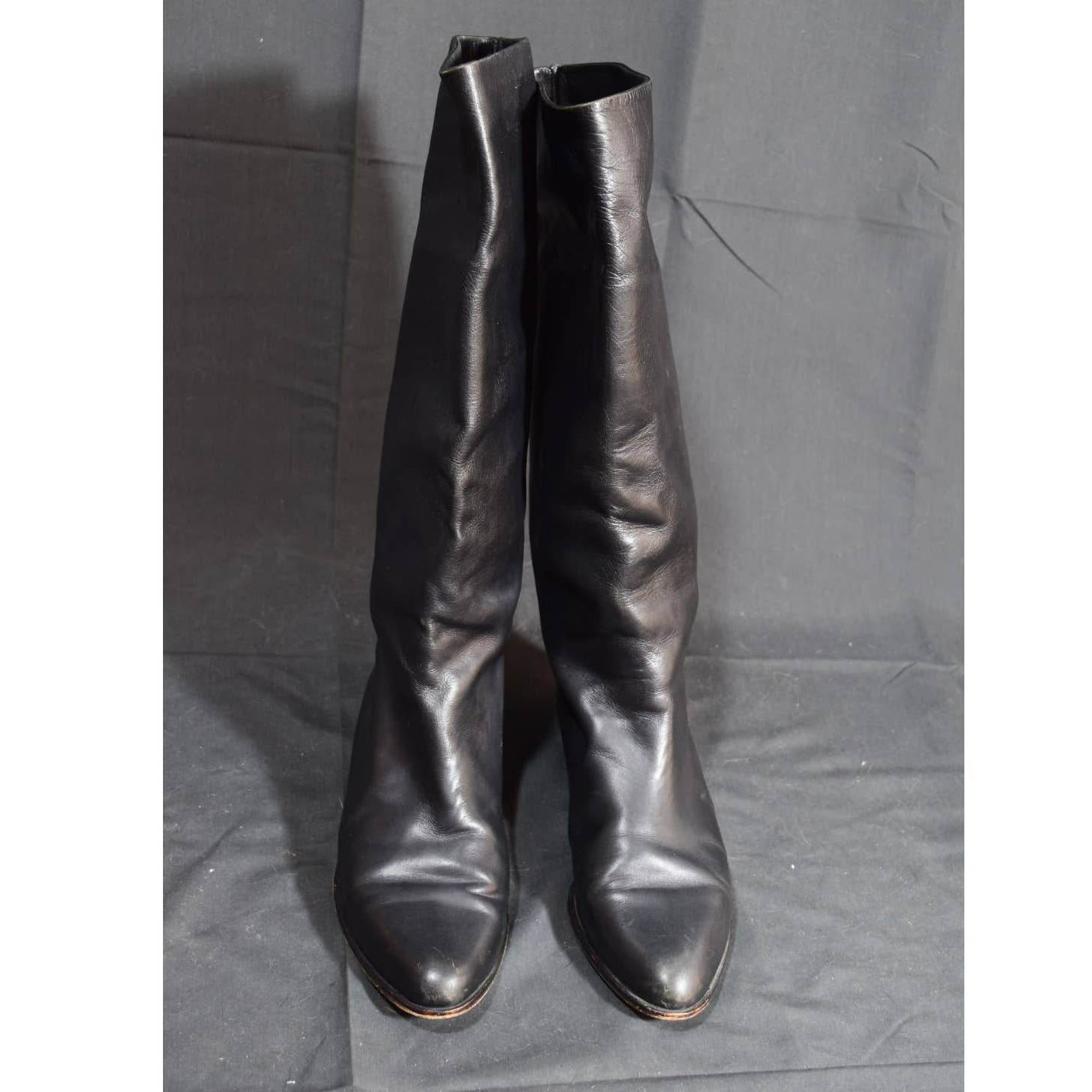Giovanni Z Long Black Leather Boots - 8.5