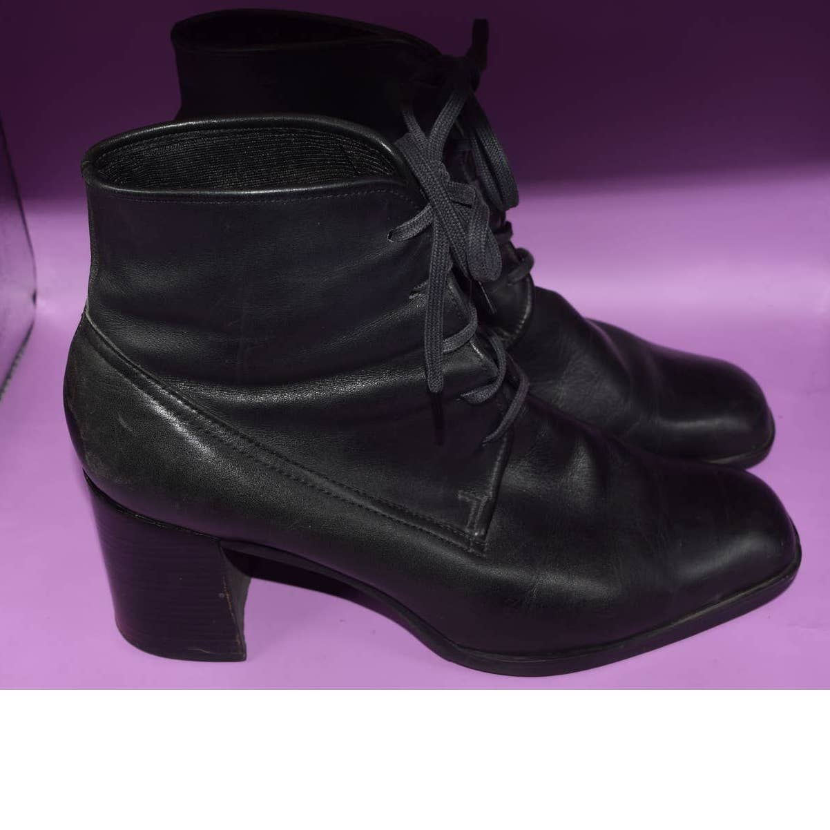 Enzo Angiolini Black Lace Up Ankle Boots - 8.5 M