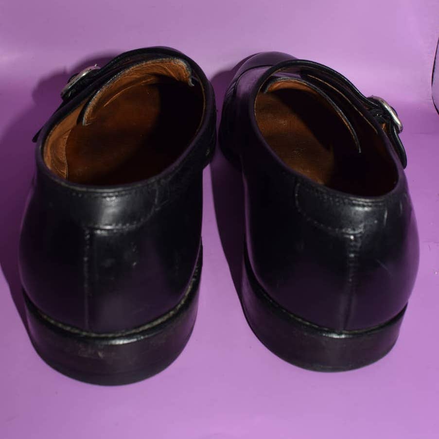 Allen Edmonds Black Monk Strap Round Toe Shoes - 9 D