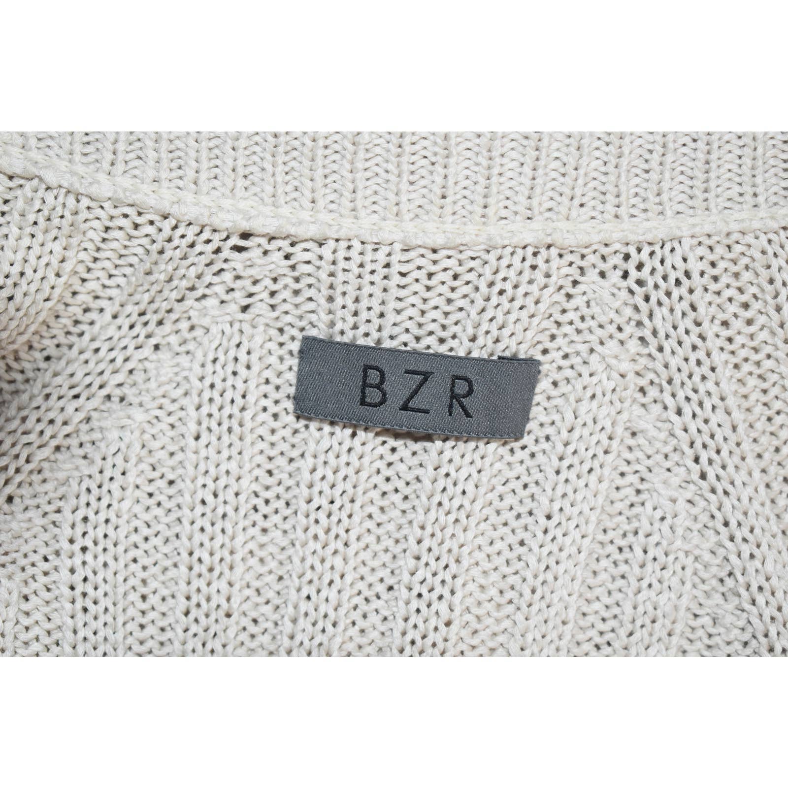 BZR Tan Ribbed Mock Neck Zip Up Cardigan Sweater - M
