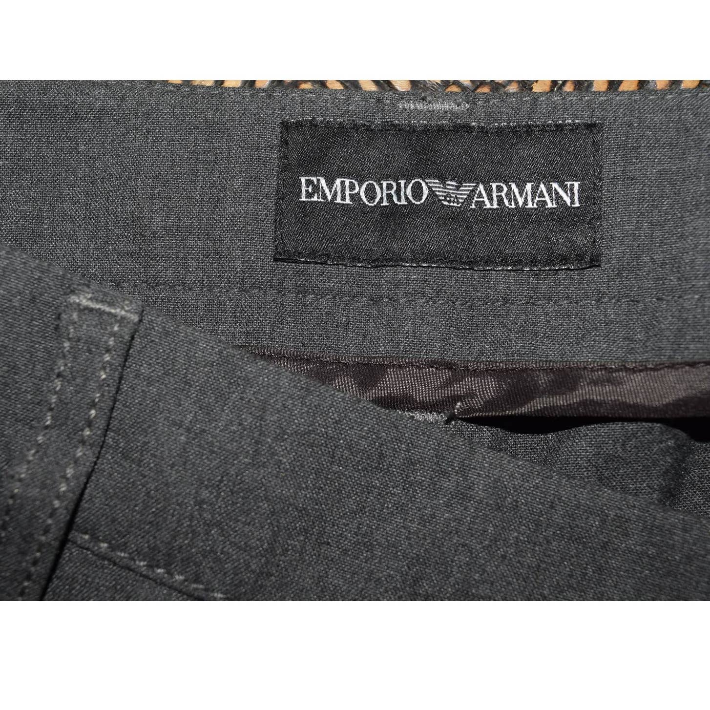 Emporio Armani Grey Wide Leg Flat Front Pants - 4