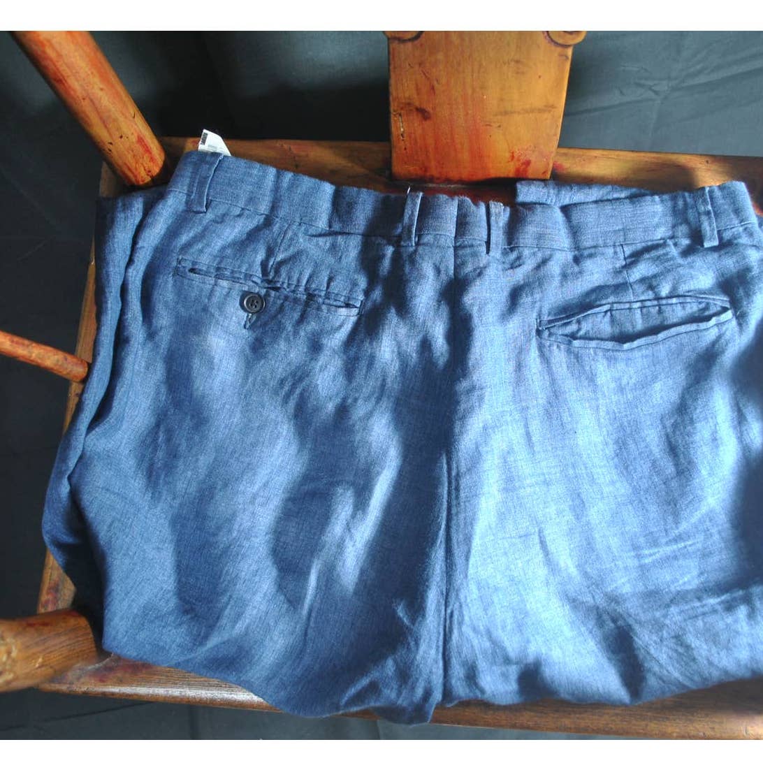 Vintage F.W Ormezzano Italy for John W. Nordstrom Blue Linen Pants- 34R
