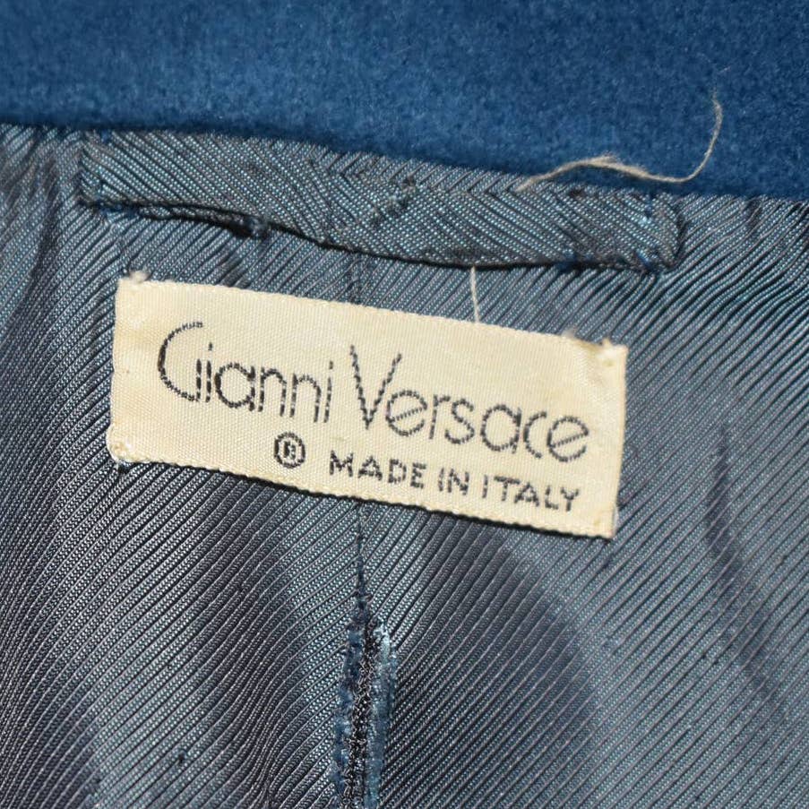 Vintage 80s Gianni Versace Wool and Cashmere Blue Jacket- M