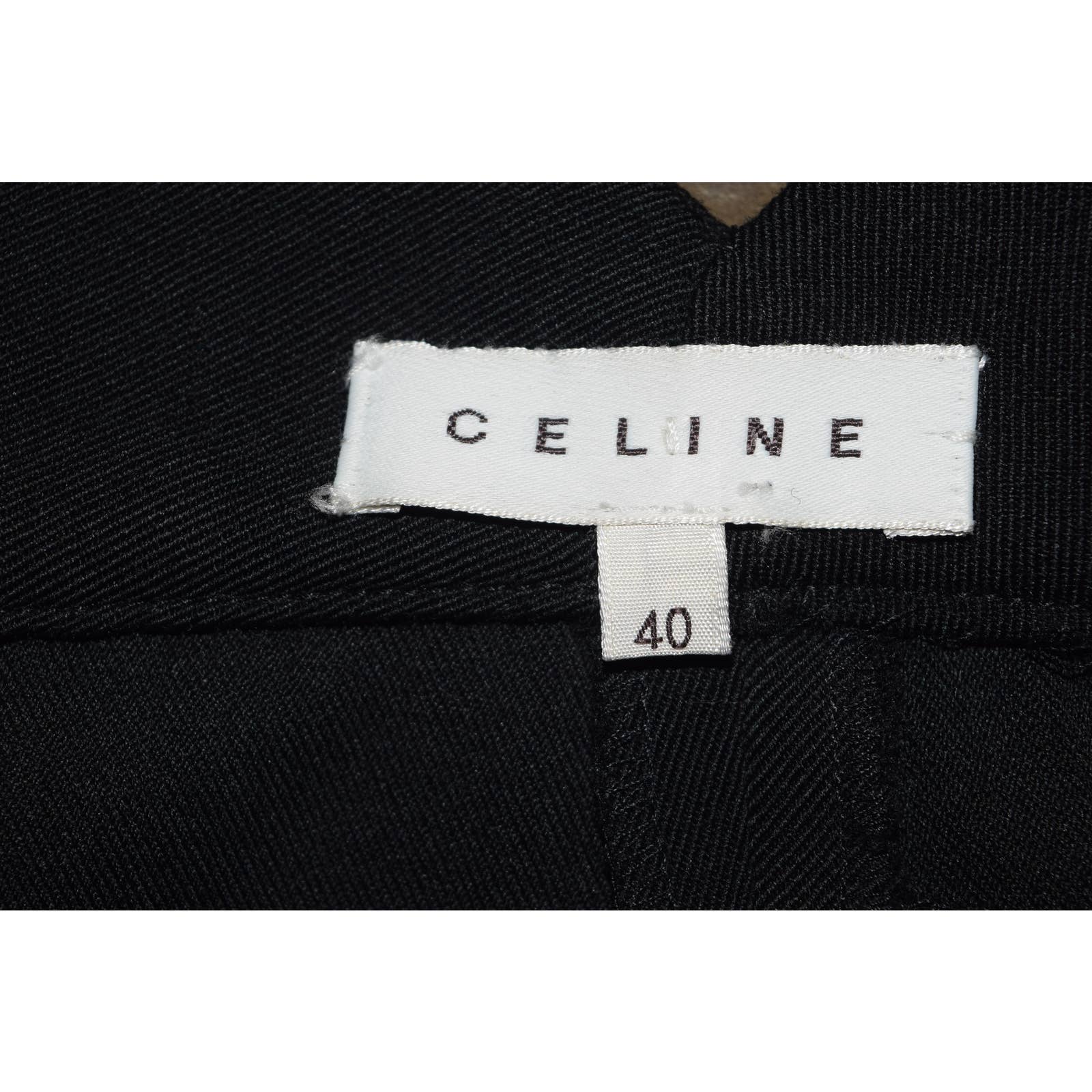 Celine Black Wool Button Cuffed Pants - 40