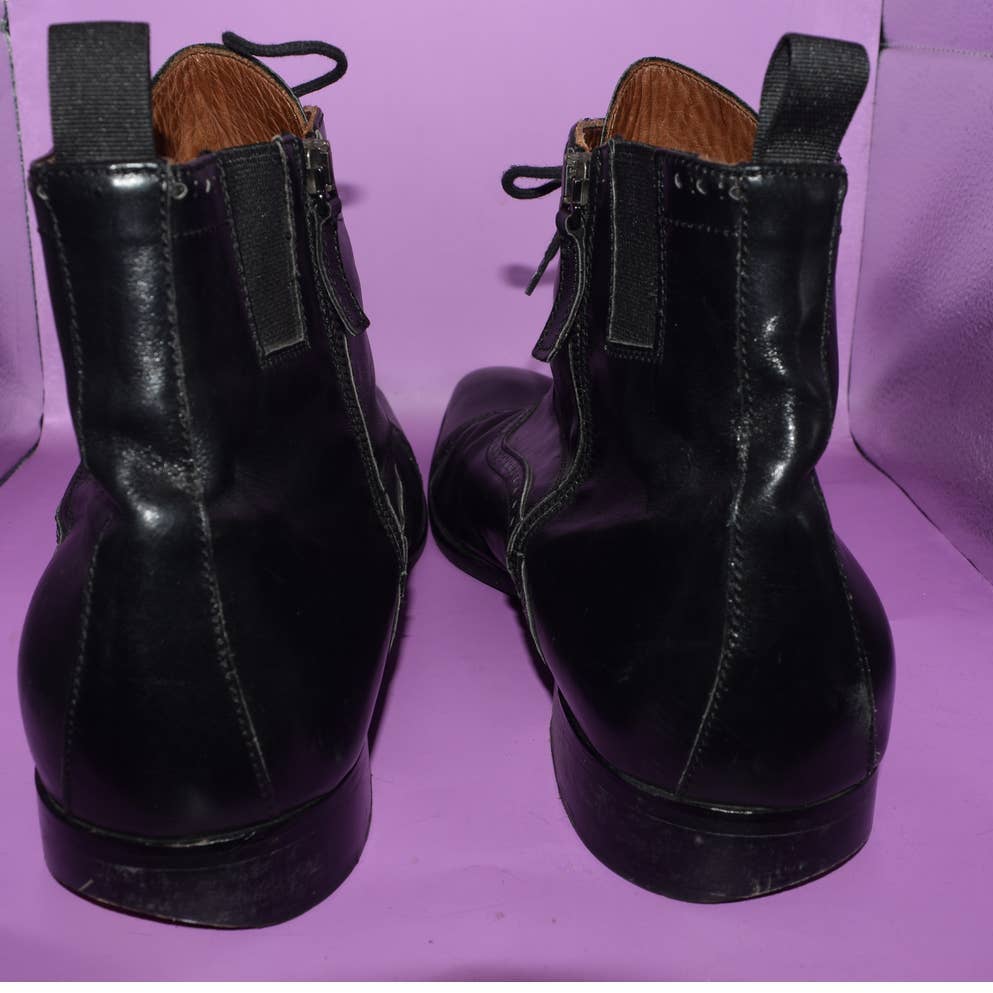 Donald J. Pliner Black Leather Cap Toe Oxford Ankle Boots - 14