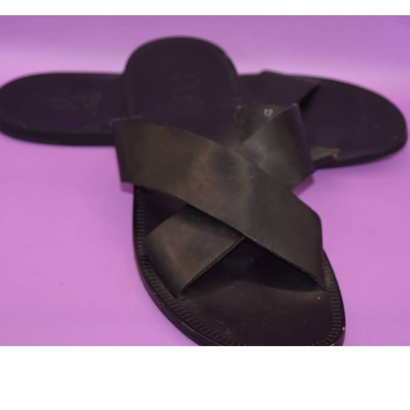 Barney's New York Co-Op Black Leather Sandals Slides - 12