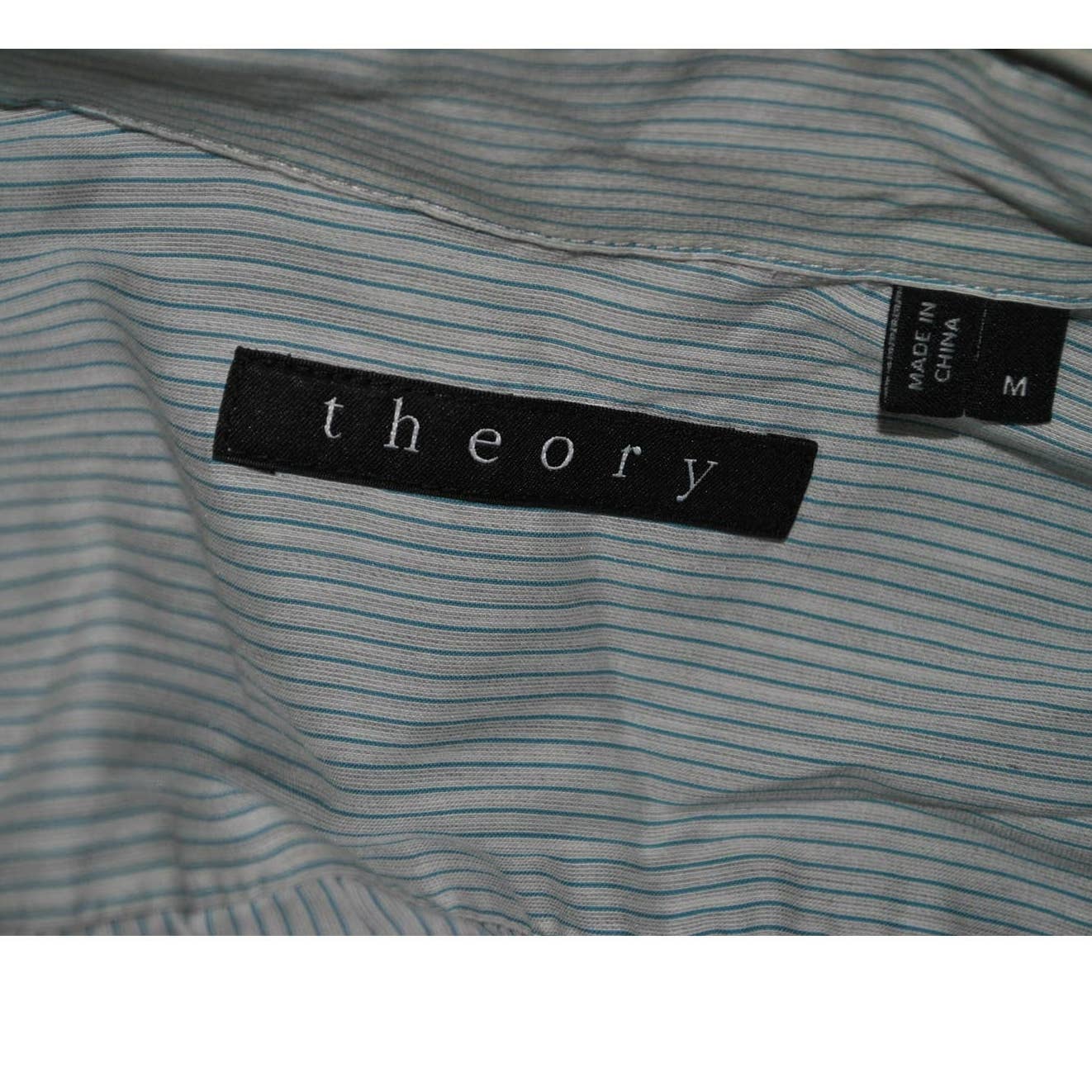 Theory Blue White Stripe Button Up Shirt - M