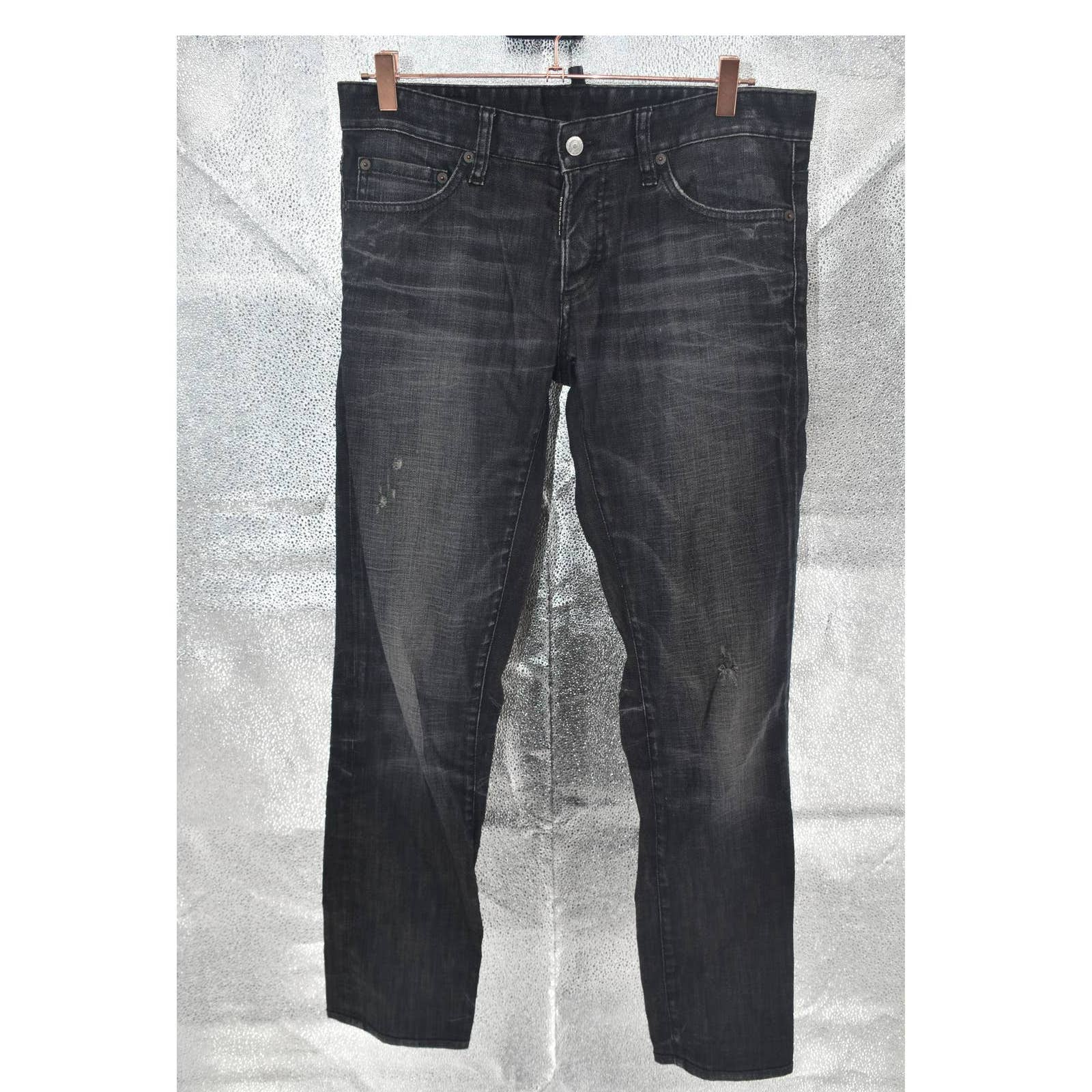 Dsquared2 Black Distressed Denim Button Fly Jeans - 48 / 32